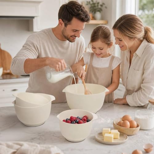 4.5 Quart Large Plastic Mixing Bowls set with Pour Spout
