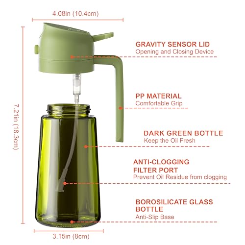 16oz 470ml Olive Oil Dispenser for Kitchen with Stickers