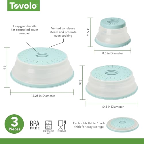 3 Piece Silicone Microwave Splatter Lid Set Blue Haze Small Medium Large Set of 3 (3 Count)