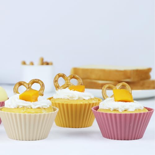24Pack Silicone Muffin Baking Cups Cupcake Liners Lunch Box Bento Dividers (24 Count)