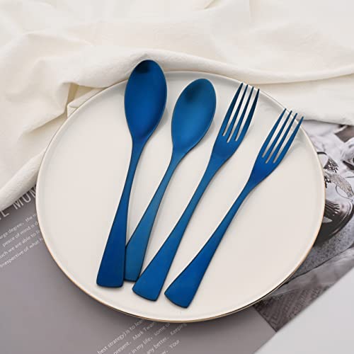 Luxury 18 10 Stainless Steel Matte Blue Cutlery Flatware Set