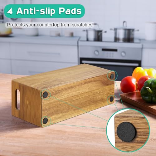 Acacia Wood Utensil Holder with Removable Divider