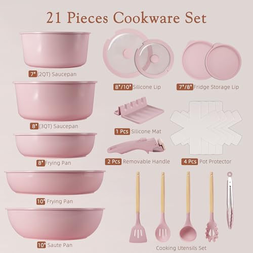 21 Pcs Pots and Pans Set Non Stick