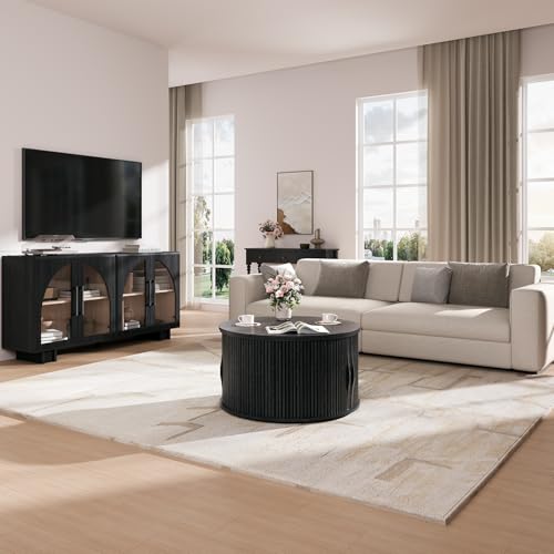 Black Lift Top Coffee Table with Storage for Living Room
