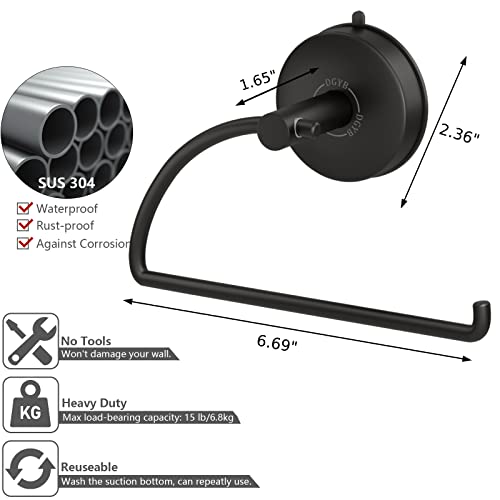 Suction Cup Hand Towel Ring Black Hand Towel Holder for Bathroom Wall SUS 304 Stainless Steel Kitchen Towel Hanger