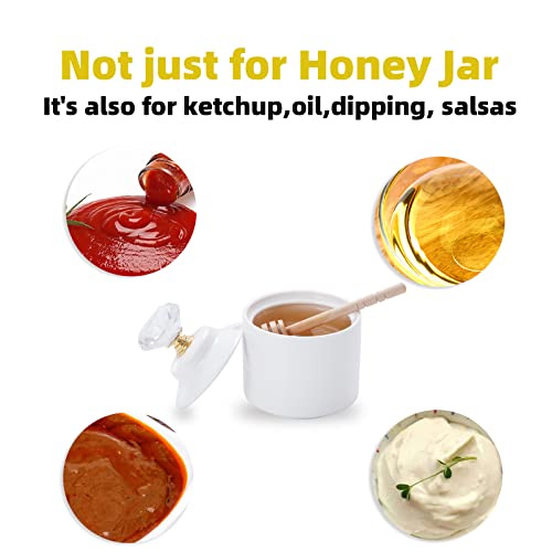 Ceramic Honey Jar with Dipper and Crystal Lid (8 Ounce)