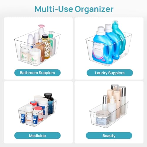 8 Pack Clear Storage Bins Set for Pantry Organizer (8 Count)
