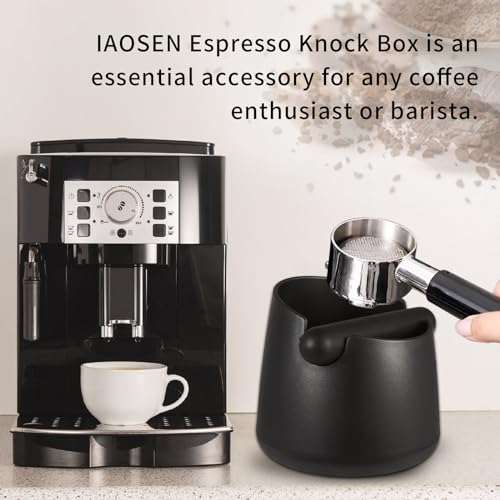 Knock Box Large Capacity Design Espresso Knock Box Tamping Mat Espresso Machine Accessories Set of 2 with Removable Knock Bar and Anti