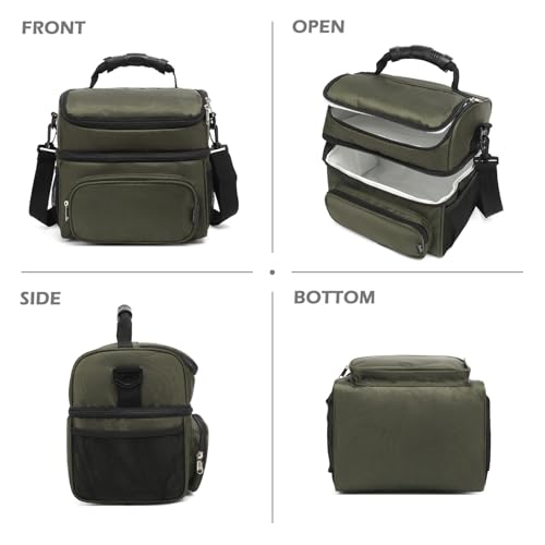Double Layer Cooler Insulated Lunch Bag Adult Lunch Box Large Tote Bag for Men (2 Count)