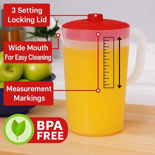 Water Pitcher with Lid 1 Gallon Pitcher BPA Free & Phthalate Free