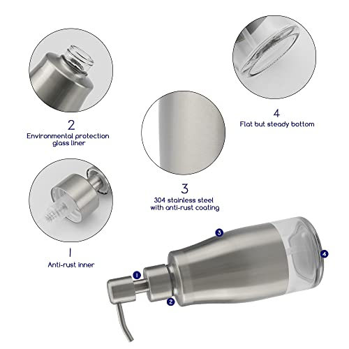 Kitchen Soap Dispenser with Silicone Tray & Stickers 11 OZ
