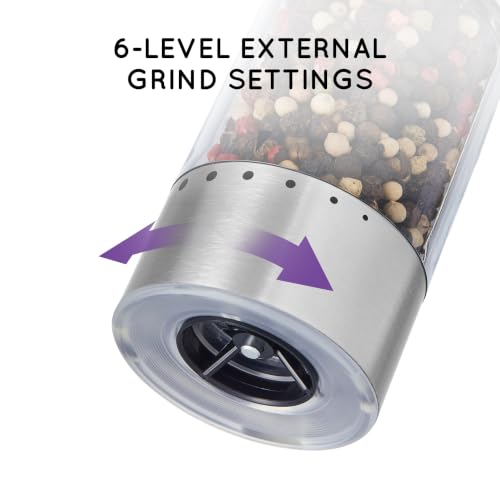 Rechargeable Electric Salt and Pepper Grinder Set with Charging Base (2 Count)