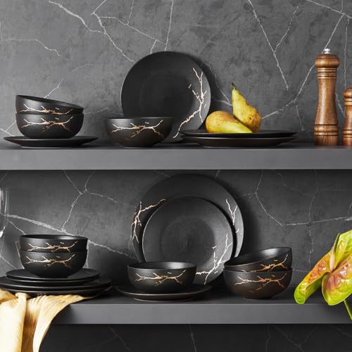 24 Piece Matte Crackle Dinnerware Sets