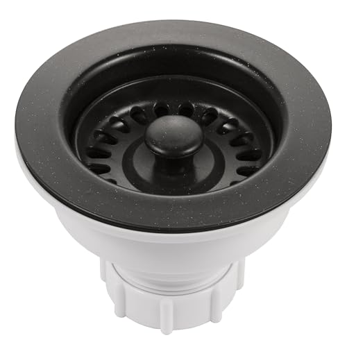 190-9268 - 3-1/2 Inch Granite Black Kitchen Sink Basket Strainer, Durable Food Catcher Stopper for Metal Kitchen Sink, Ideal for Filtering Waste and Preventing Clogs