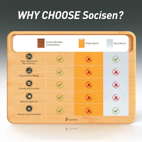 2 Packs Natural Wood Cutting Board Set Non Toxic Bamboo Cutting Boards with Juice Groove Wooden Chopping Board Ideal Charcuterie for Meat Fruit Vegetables Cheese Hardwood Kitchen Counter Kit (2 Count)