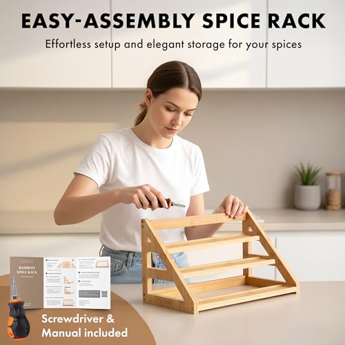 3 Tier Bamboo Spice Rack Organizer for Cabinet