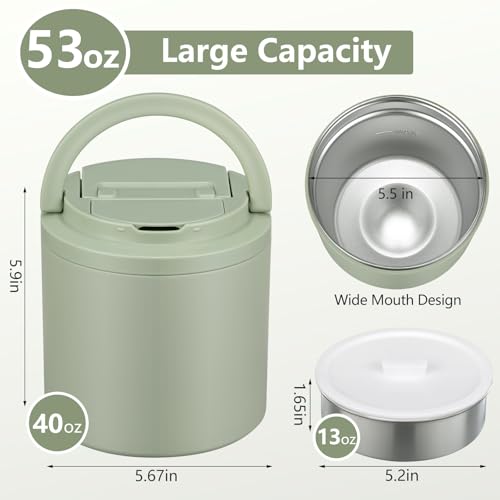 Soup Thermo for Hot Food Adults 40oz Lunch Containers Wide (40.5768 Fl Oz)