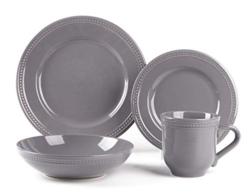 HomeVSS 16 Piece Pearl Dots Stoneware Dinnerware Set