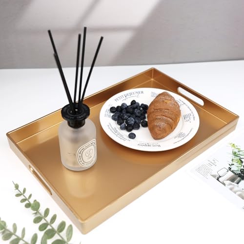 Gold Decorative Serving Tray with Handles