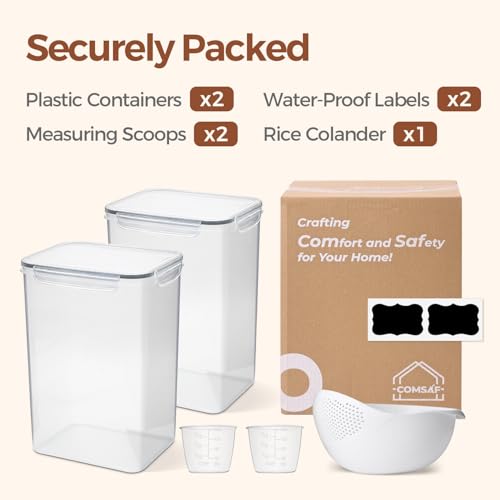 Airtight Rice Storage Container with Lid 10Qt 2Pack (2 Count)