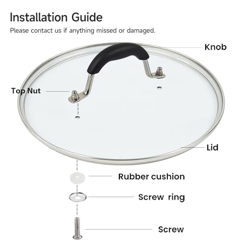 12" Glass Lid with Stainless Steel Handle