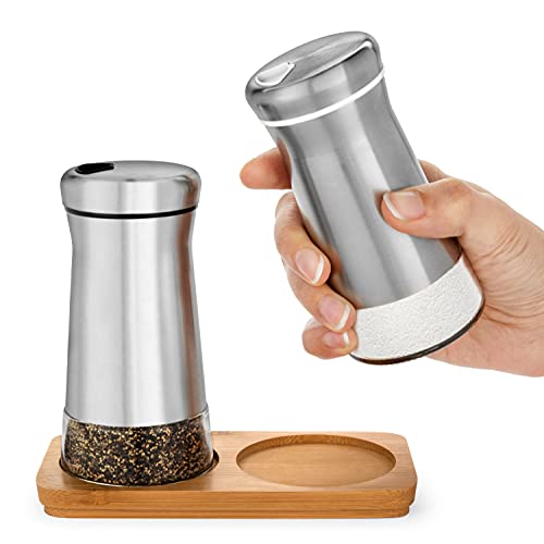 Salt and Pepper Shakers set with Adjustable Pour Holes