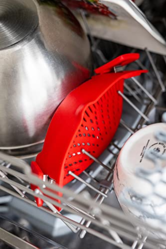 Clip On Pasta Strainer Silicone Universal Fit for all Pots and Bowls Snap On Drainer for Meat