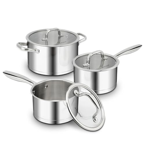 3 Piece Stainless Steel Pots and Pans Set (20 Count)