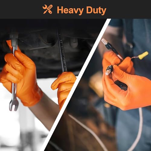Heavy Duty Industrial Orange Nitrile Gloves (50 Count)