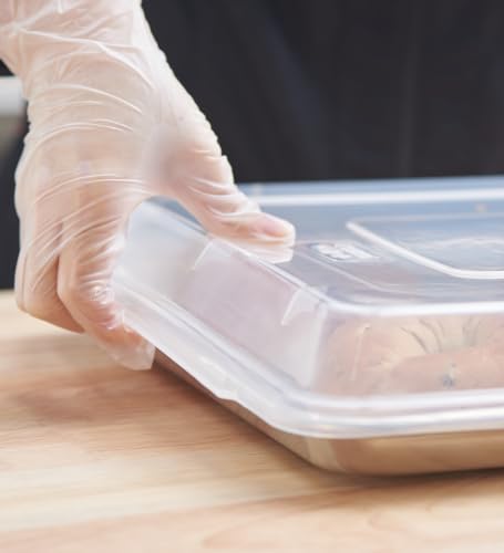 6-Pack 1/4 Size Sheet Pan with Cover Set (12 Piece Bundle), Dishwasher Safe Baking Pans & NSF Certified Polypropylene Lids, Compact Quarter Bun Pan for Meal Prep, Baking & Storage - Silver/Translucent (12 Count)