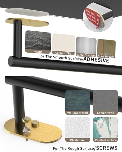Paper Towel Holder Under Cabinet Self Adhesive Black & Gold