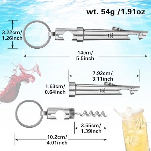 2-in-1 Shark Bottle Opener, Novelty Keychain Corkscrew Wine Opener, Beer Bottle Opener, Wine & Beer Gifts for Men, Father's Day Gifts, Christmas Gifts, Birthday Gifts, Dark Silver