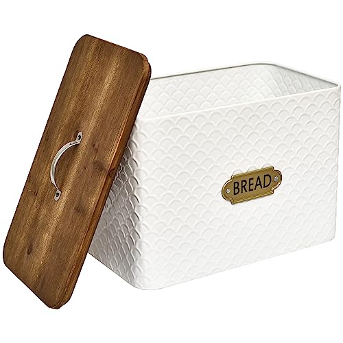 Extra Large Space Saving Farmhouse Bread Box With Wood Lid