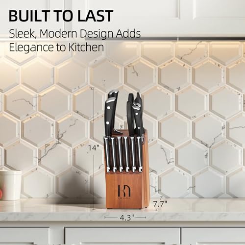 15 Pcs Japanese Knife Set with Sharpener