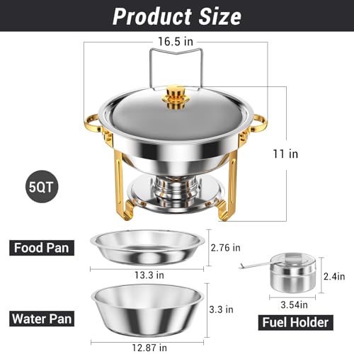 Round Chafing Dishes for Buffet 5 Qt (4 Count)