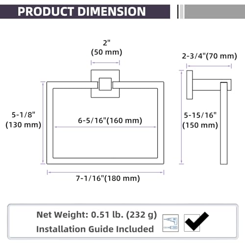 Square Towel Ring for Bathroom