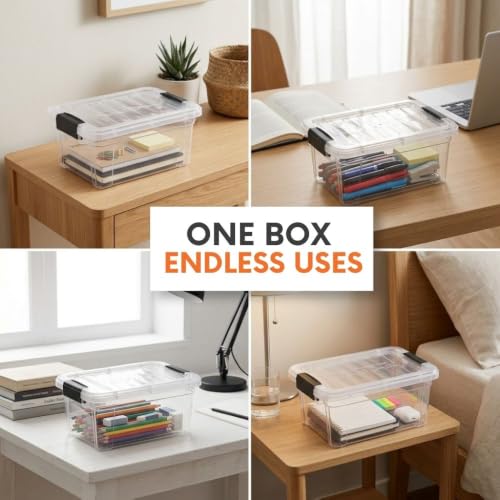 1.85 Quart Clear Plastic Storage Boxes with Lids (3 Count)
