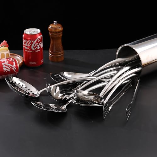 18 10 Stainless Steel Kitchen Utensils Set with Holder for Countertop (12 Count)