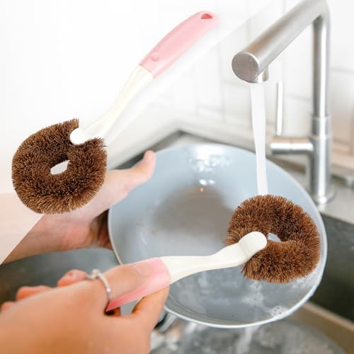 2 Pack Kitchen Scrub Brushes for Cleaning Dish Brush with Handle for Pans (2 Count)