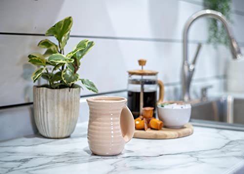 Ribbed 14 ounce Ceramic Stoneware Handwarmer Mug
