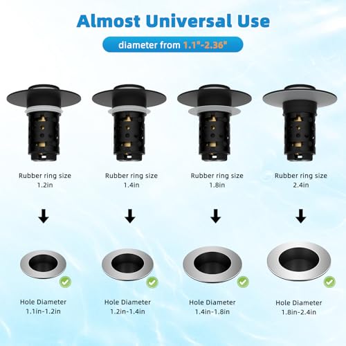 2PCS Universal Bathroom Sink Drain Strainer Hair Catcher