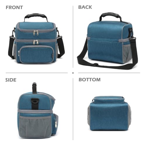 Double Layer Cooler Insulated Lunch Bag Adult Lunch Box Large Tote Bag for Men (2 Count)
