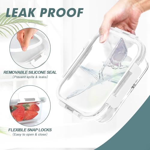 Glass Meal Prep Containers 3 Compartments (5 Count)