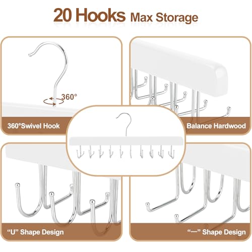 20 Hooks 2 in 1 Belt Tie Hanger for Closet Max 30 Belts with 30 Ties Capacity
