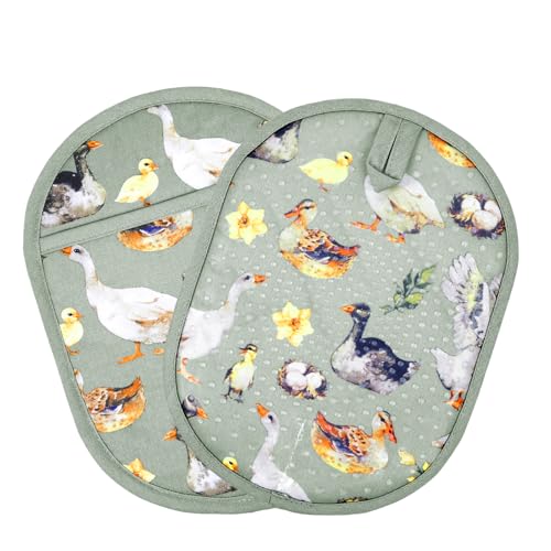 Pot Holders with Transparent Clear Silicone Shell and Nice Duck Flower (2 Count)