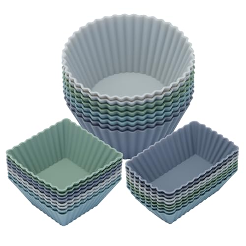 24Pack Silicone Muffin Baking Cups Cupcake Liners Lunch Box Bento Dividers (24 Count)