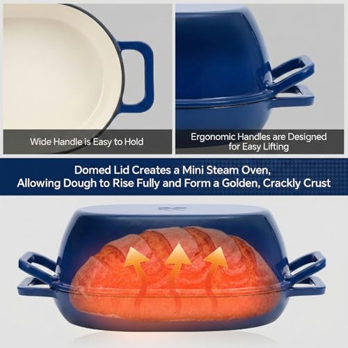 Enameled Cast Iron Oval Dutch Oven for Bread Baking