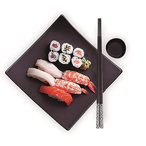 Metal Chopsticks Reusable Titanium Plated Stainless Steel Japanese Korean for Food & Cooking 9.5Inch Non (5 Count)
