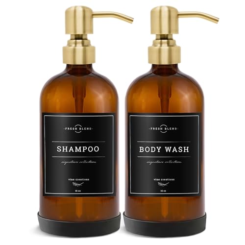 Amber Glass Soap Dispenser (2 Count)
