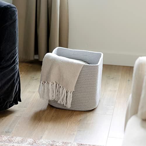 Storage Cubes 11 Inch Cotton Rope Woven Baskets for Organizing (3 Count)